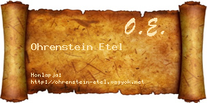 Ohrenstein Etel névjegykártya